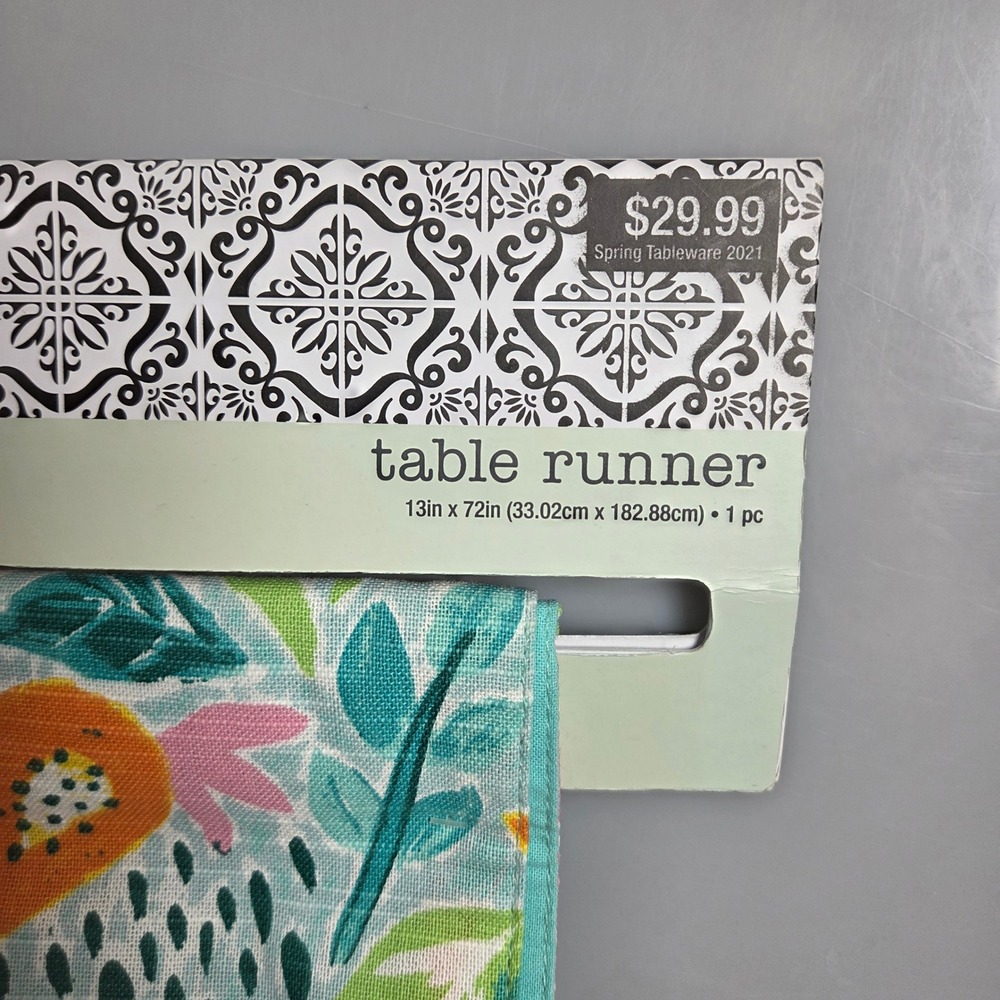 The Spring‎ Shop Tropical Fruit Table Runner 13x72 Cotton Papaya Dragonfruit NWT - Picture 2 of 3